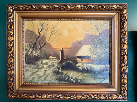 20h Century European Landscape Diptych - 2 x Signed Oil Paintings (Oil on canvas)